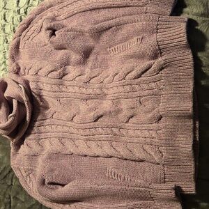 Cable Funnel Neck LL Bean Sweater Large Pink Double L